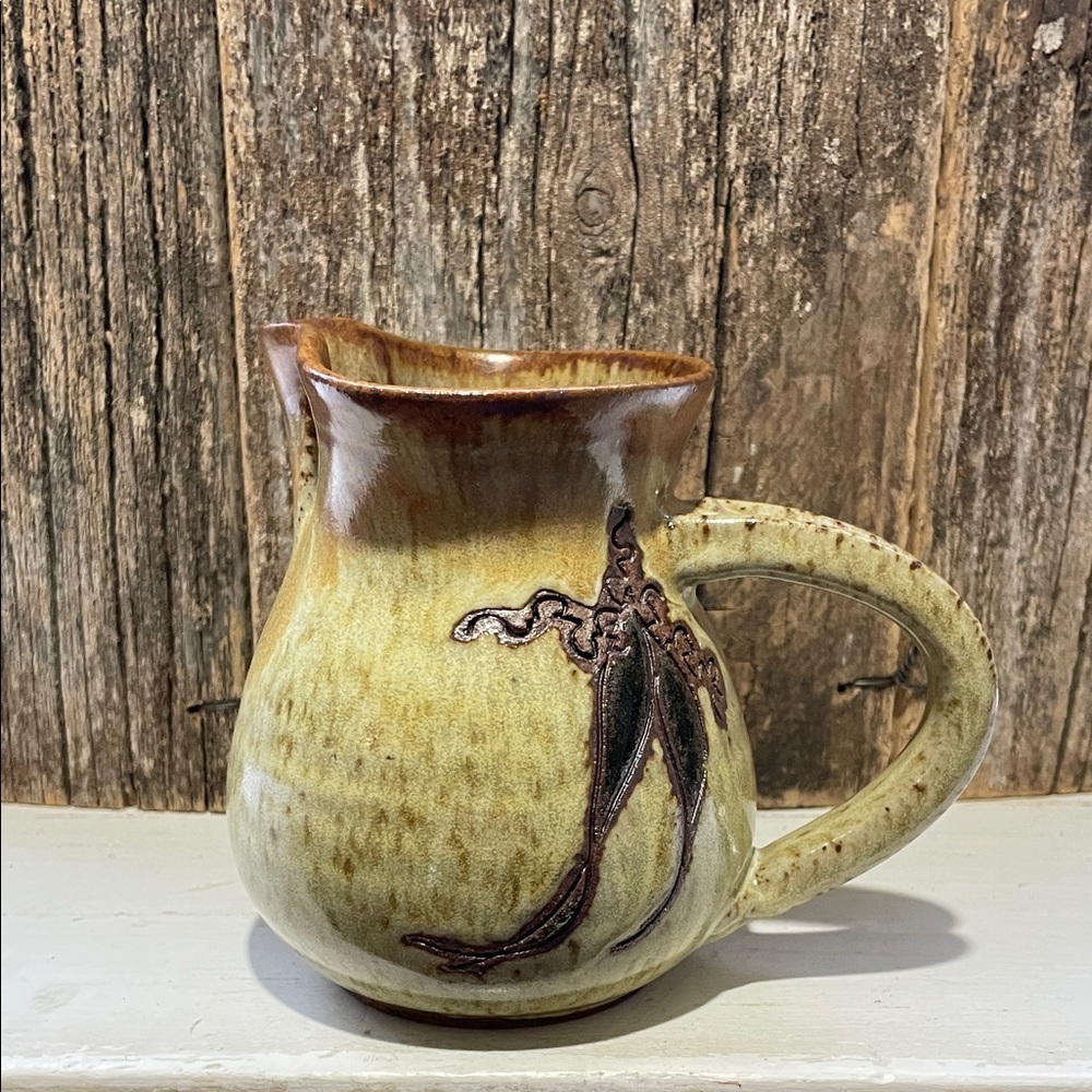 Artisan | Stamped| Brown/Cream | Hand Thrown | Ceramic | Creamer | Speckled